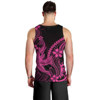 Pink Black Aloha Hawaii Men Tank Top Polynesian Shark Tattoo With Plumeria LT14 - Polynesian Pride