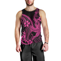 Pink Black Aloha Hawaii Men Tank Top Polynesian Shark Tattoo With Plumeria LT14 - Polynesian Pride