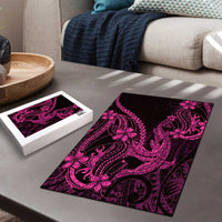 Pink Black Aloha Hawaii Puzzle Polynesian Shark Tattoo With Plumeria LT14 - Polynesian Pride