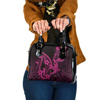 Pink Black Aloha Hawaii Shoulder Handbag Polynesian Shark Tattoo With Plumeria LT14 One Size Pink - Polynesian Pride