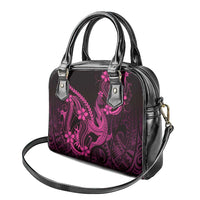 Pink Black Aloha Hawaii Shoulder Handbag Polynesian Shark Tattoo With Plumeria LT14 - Polynesian Pride