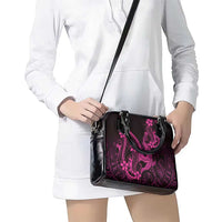 Pink Black Aloha Hawaii Shoulder Handbag Polynesian Shark Tattoo With Plumeria LT14 - Polynesian Pride
