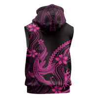 Pink Black Aloha Hawaii Sleeveless Zip Hoodie Polynesian Shark Tattoo With Plumeria LT14 - Polynesian Pride