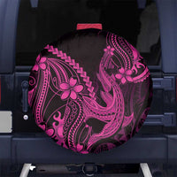 Pink Black Aloha Hawaii Spare Tire Cover Polynesian Shark Tattoo With Plumeria - Polynesian Pride