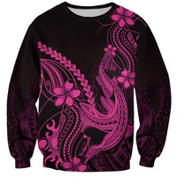 Pink Black Aloha Hawaii Sweatshirt Polynesian Shark Tattoo With Plumeria LT14 Unisex Pink - Polynesian Pride