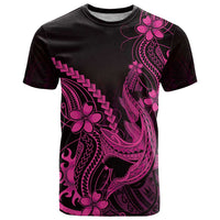 Pink Black Aloha Hawaii T Shirt Polynesian Shark Tattoo With Plumeria LT14 Pink - Polynesian Pride