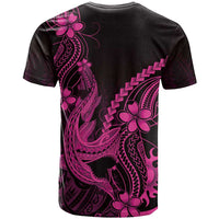 Pink Black Aloha Hawaii T Shirt Polynesian Shark Tattoo With Plumeria LT14 - Polynesian Pride