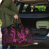 Pink Black Aloha Hawaii Travel Bag Polynesian Shark Tattoo With Plumeria - Polynesian Pride