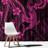 Pink Black Aloha Hawaii Window Curtain Polynesian Shark Tattoo With Plumeria - Polynesian Pride