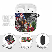 United States and American Samoa AirPods Case USA Flag Eagle With Seal Tropical Flowers LT14 - Polynesian Pride