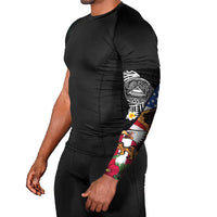 United States and American Samoa Arm Sleeves USA Flag Eagle With Seal Tropical Flowers LT14 - Polynesian Pride