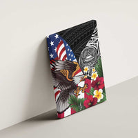 United States and American Samoa Canvas Wall Art USA Flag Eagle With Seal Tropical Flowers LT14 - Polynesian Pride