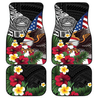 United States and American Samoa Car Mats USA Flag Eagle With Seal Tropical Flowers LT14 - Polynesian Pride