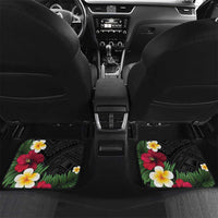 United States and American Samoa Car Mats USA Flag Eagle With Seal Tropical Flowers LT14 Set 2pcs - Back Black - Polynesian Pride