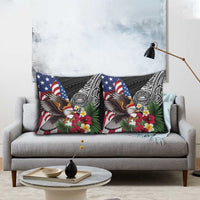 United States and American Samoa Pillow Cover USA Flag Eagle With Seal Tropical Flowers LT14 - Polynesian Pride