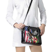 United States and American Samoa Shoulder Handbag USA Flag Eagle With Seal Tropical Flowers LT14 - Polynesian Pride