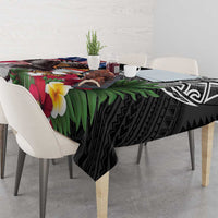 United States and American Samoa Tablecloth USA Flag Eagle With Seal Tropical Flowers LT14 - Polynesian Pride