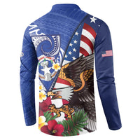 United States and Northern Mariana Islands Button Sweatshirt USA Flag Eagle CNMI Latte Stone Tropical Flowers LT14 - Polynesian Pride