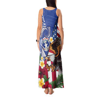 United States and Northern Mariana Islands Tank Maxi Dress USA Flag Eagle CNMI Latte Stone Tropical Flowers