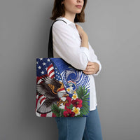 United States and Northern Mariana Islands Tote Bag USA Flag Eagle CNMI Latte Stone Tropical Flowers