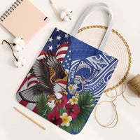 United States and Northern Mariana Islands Tote Bag USA Flag Eagle CNMI Latte Stone Tropical Flowers
