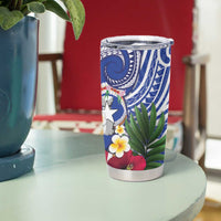 United States and Northern Mariana Islands Tumbler Cup USA Flag Eagle CNMI Latte Stone Tropical Flowers