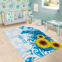 New Zealand Autism Awareness Month Area Rug Takiwatanga Maori Lizard With Sunflower