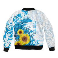 New Zealand Autism Awareness Month Bomber Jacket Takiwatanga Maori Lizard With Sunflower