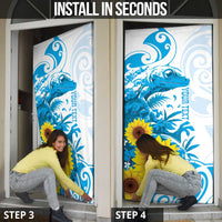 New Zealand Autism Awareness Month Door Cover Takiwatanga Maori Lizard With Sunflower - Polynesian Pride