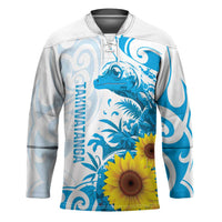 New Zealand Autism Awareness Month Hockey Jersey Takiwatanga Maori Lizard With Sunflower - Polynesian Pride