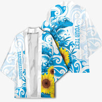 New Zealand Autism Awareness Month Kimono Takiwatanga Maori Lizard With Sunflower - Polynesian Pride