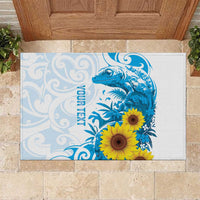 New Zealand Autism Awareness Month Rubber Doormat Takiwatanga Maori Lizard With Sunflower