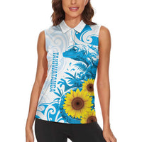 New Zealand Autism Awareness Month Women Sleeveless Polo Shirt Takiwatanga Maori Lizard With Sunflower