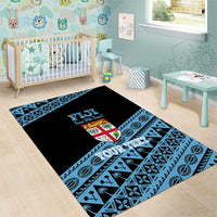 Fiji Rugby 2025 Custom Area Rug Fijian Tapa Toso Viti Toso - Black