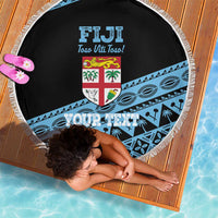 Fiji Rugby 2025 Custom Beach Blanket Fijian Tapa Toso Viti Toso - Black
