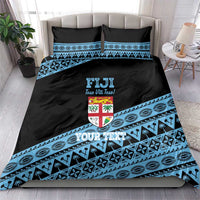 Fiji Rugby 2025 Custom Bedding Set Fijian Tapa Toso Viti Toso - Black