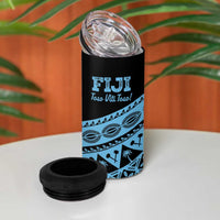 Fiji Rugby 2025 Custom 4 in 1 Can Cooler Tumbler Fijian Tapa Toso Viti Toso - Black