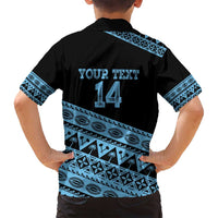 Fiji Rugby 2025 Custom Family Matching Off Shoulder Short Dress and Hawaiian Shirt Fijian Tapa Toso Viti Toso - Black