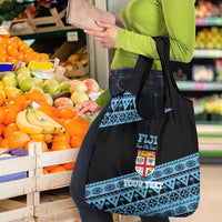 Fiji Rugby 2025 Custom Grocery Bag Fijian Tapa Toso Viti Toso - Black