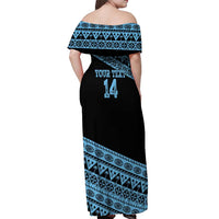 Fiji Rugby 2025 Custom Off Shoulder Maxi Dress Fijian Tapa Toso Viti Toso - Black