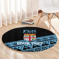 Fiji Rugby 2025 Custom Round Carpet Fijian Tapa Toso Viti Toso - Black