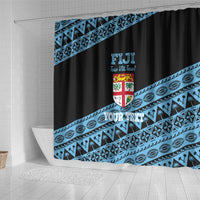 Fiji Rugby 2025 Custom Shower Curtain Fijian Tapa Toso Viti Toso - Black
