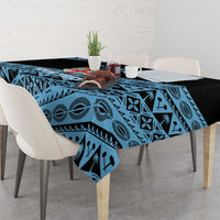 Fiji Rugby 2025 Custom Tablecloth Fijian Tapa Toso Viti Toso - Black