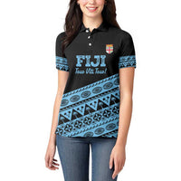 Fiji Rugby 2025 Custom Women Polo Shirt Fijian Tapa Toso Viti Toso - Black