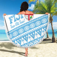 Fiji Rugby 2025 Custom Beach Blanket Fijian Tapa Toso Viti Toso - White