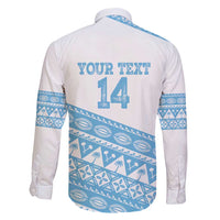 Fiji Rugby 2025 Custom Family Matching Mermaid Dress and Hawaiian Shirt Fijian Tapa Toso Viti Toso - White