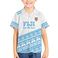 Fiji Rugby 2025 Custom Family Matching Tank Maxi Dress and Hawaiian Shirt Fijian Tapa Toso Viti Toso - White
