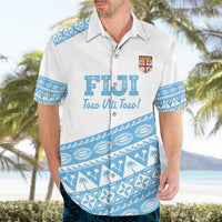 Fiji Rugby 2025 Custom Hawaiian Shirt Fijian Tapa Toso Viti Toso - White