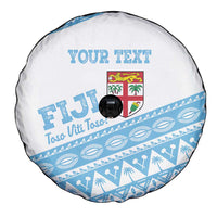 Fiji Rugby 2025 Custom Spare Tire Cover Fijian Tapa Toso Viti Toso - White
