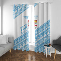 Fiji Rugby 2025 Custom Window Curtain Fijian Tapa Toso Viti Toso - White